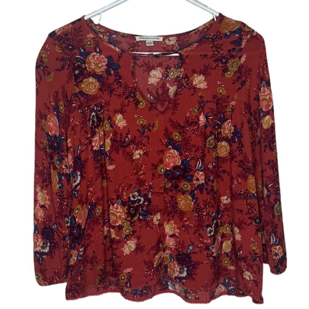 American Eagle Red Floral Top size XS